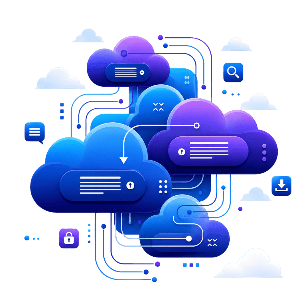 Interconnected cloud platforms exchanging documents, search and security services